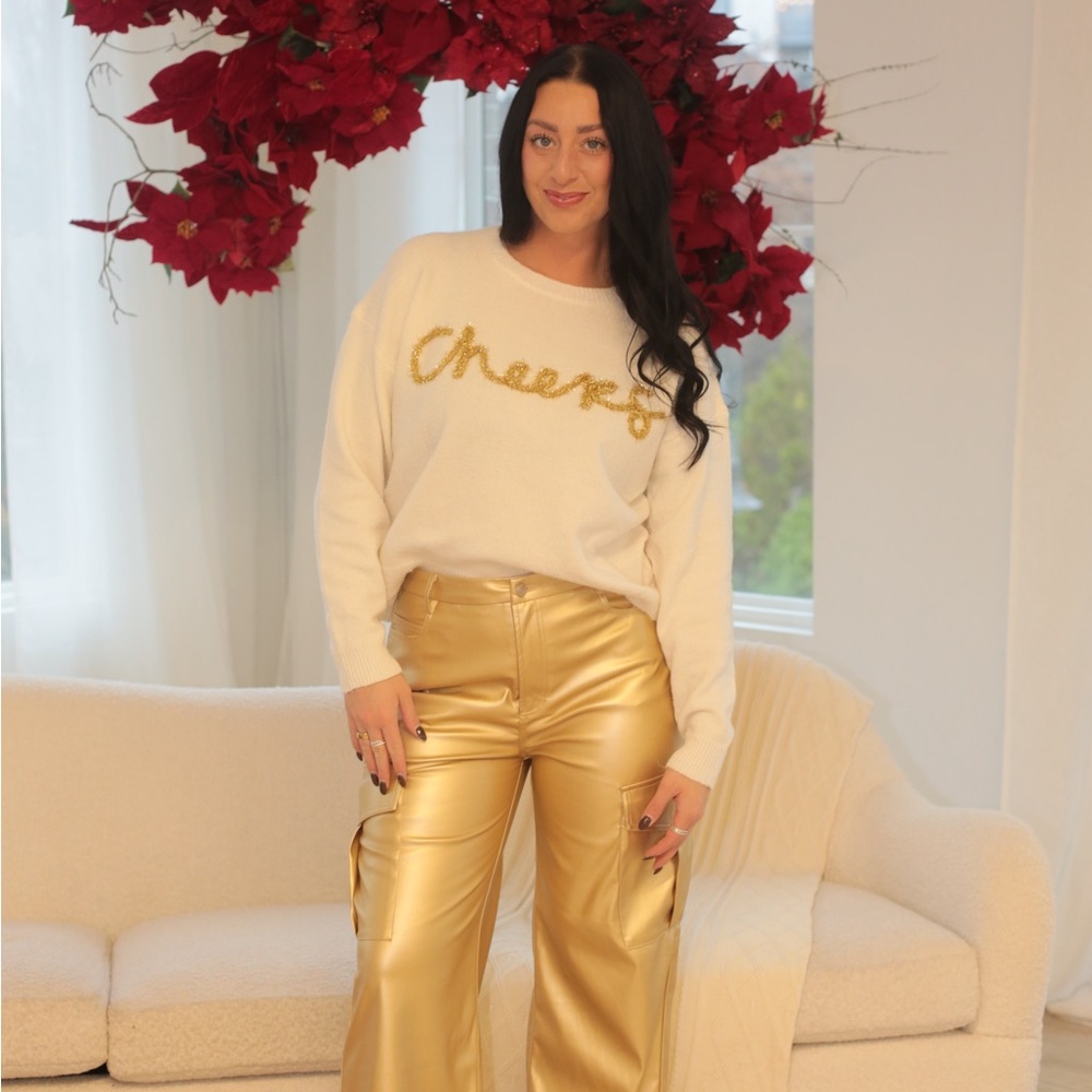 Ivory ‘Cheers’ Tinsel Sweater